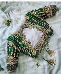 green blouse maggam work blouse bridal blouse wedding blouse trending blouse designer blouse